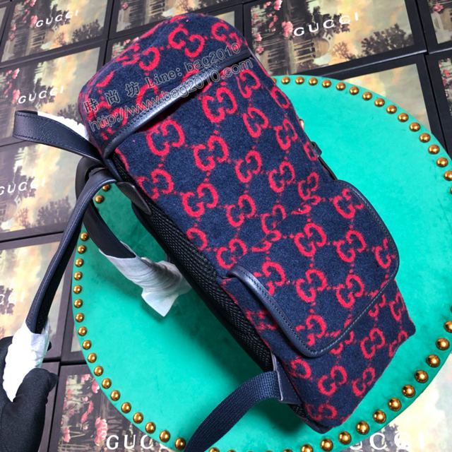 Gucci包 古馳雙肩包 598184藍絨 Gucci新款背包 Gucci後背包  gudj1413